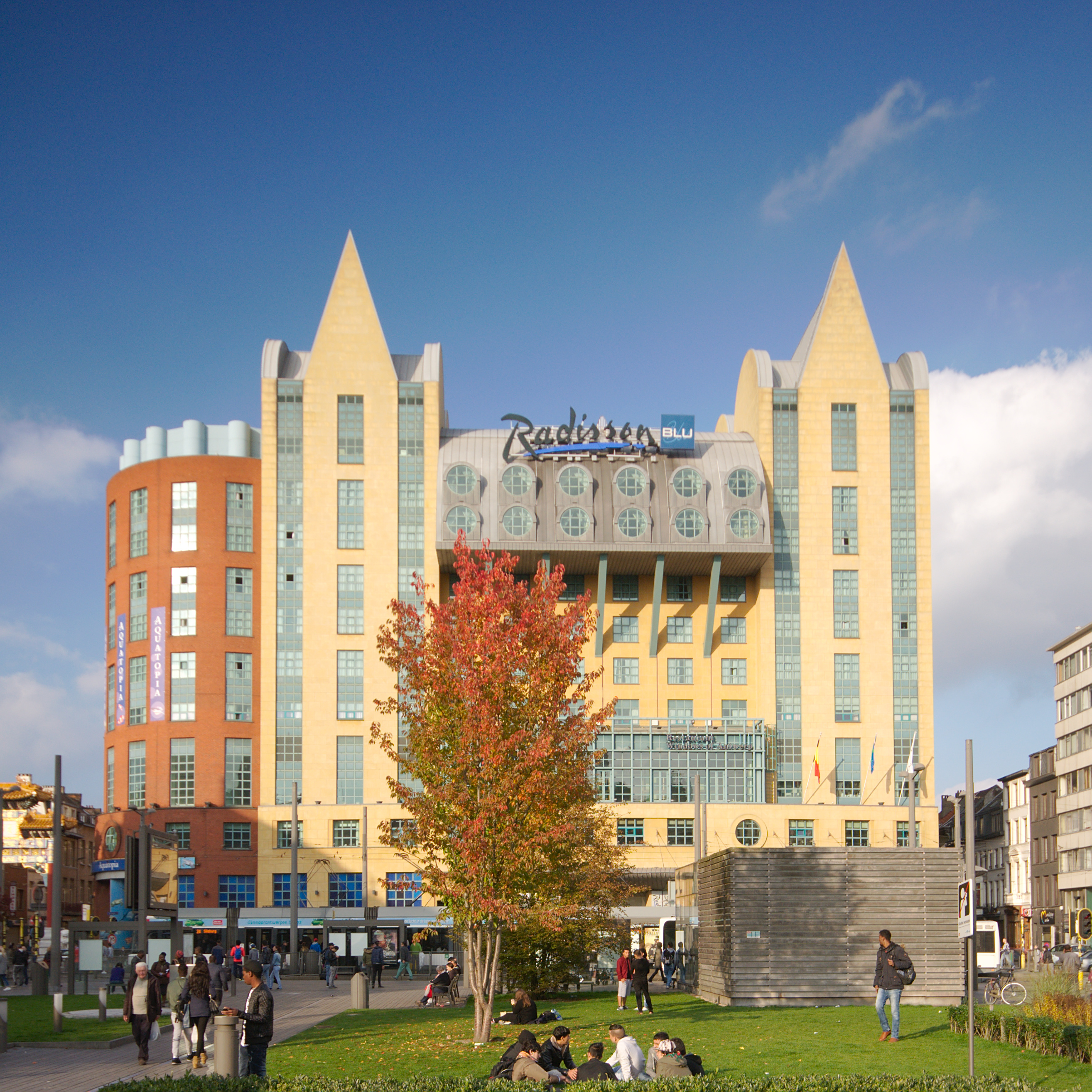 Radisson Blu Astrid Hotel overlooking Astridplein in Antwerp